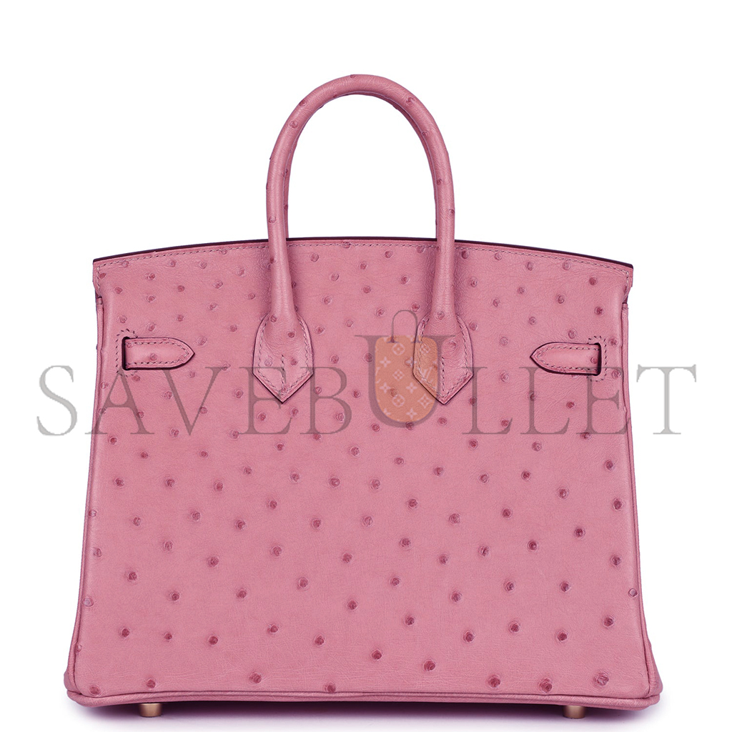 H**mes master birkin 25 ostrich wisteria gold buckle h041944ck82 (25*20*13cm)